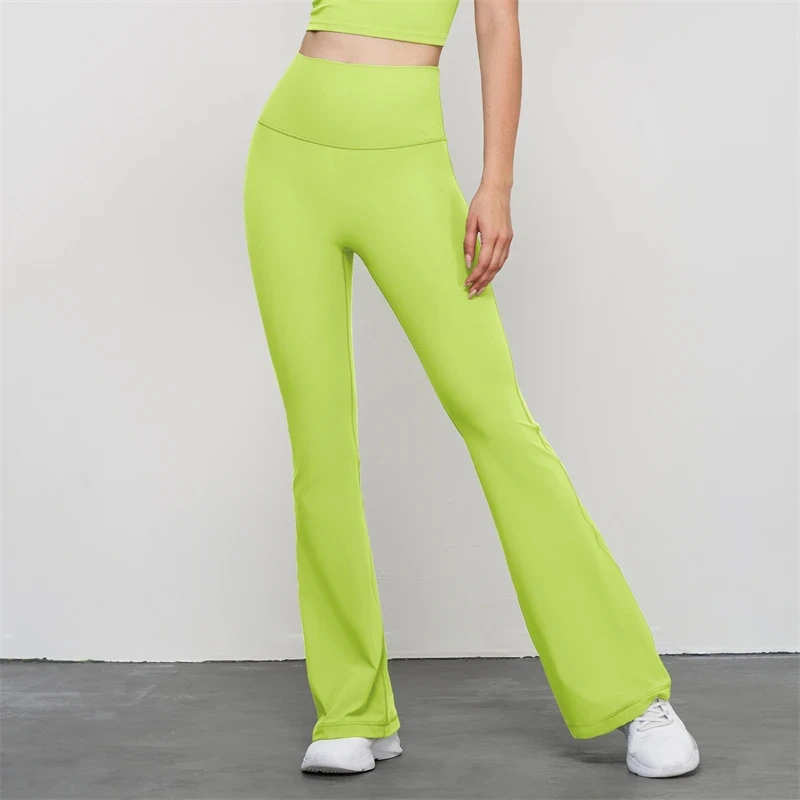 Rozkloszowane legginsy w jednolitym kolorze Wysoka talia Slim Bell-Bottoms Damskie spodnie z szerokimi nogawkami Joga Legginsy sportowe Trening