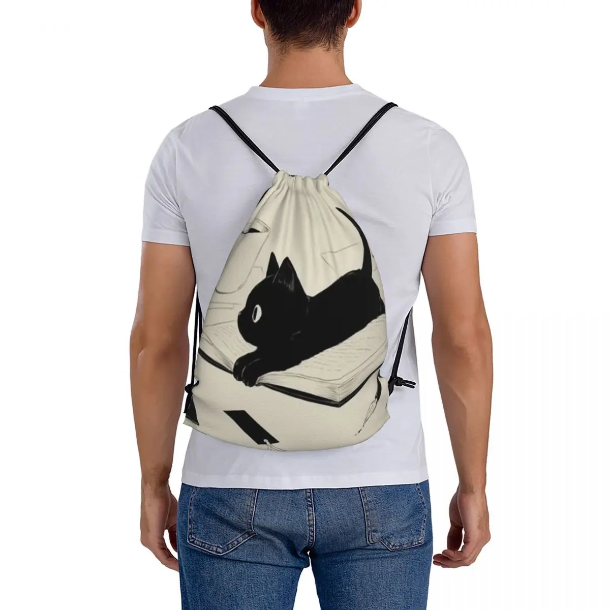 Mochila multifuncional Little Cat, sacos de cordão portáteis, bolso para pacotes, bolsa de esportes, bolsa para homens e mulheres, estudantes