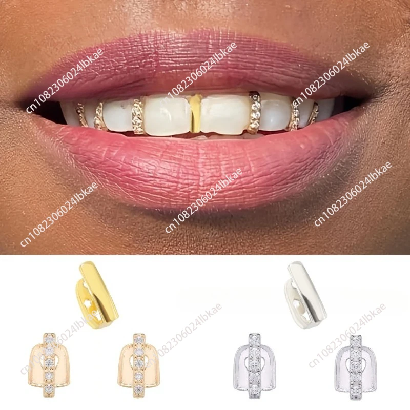 

Interdental three-piece set combination teeth DIY hip hop HIPHOP real gold teeth grills
