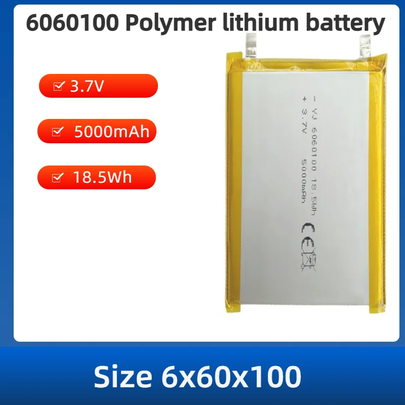 

6060100 18.5Wh Rechargeable High Large Capacity LiPo Battery Cell 3.7V 5000mAh Lithium Polymer Battery for Power Bank