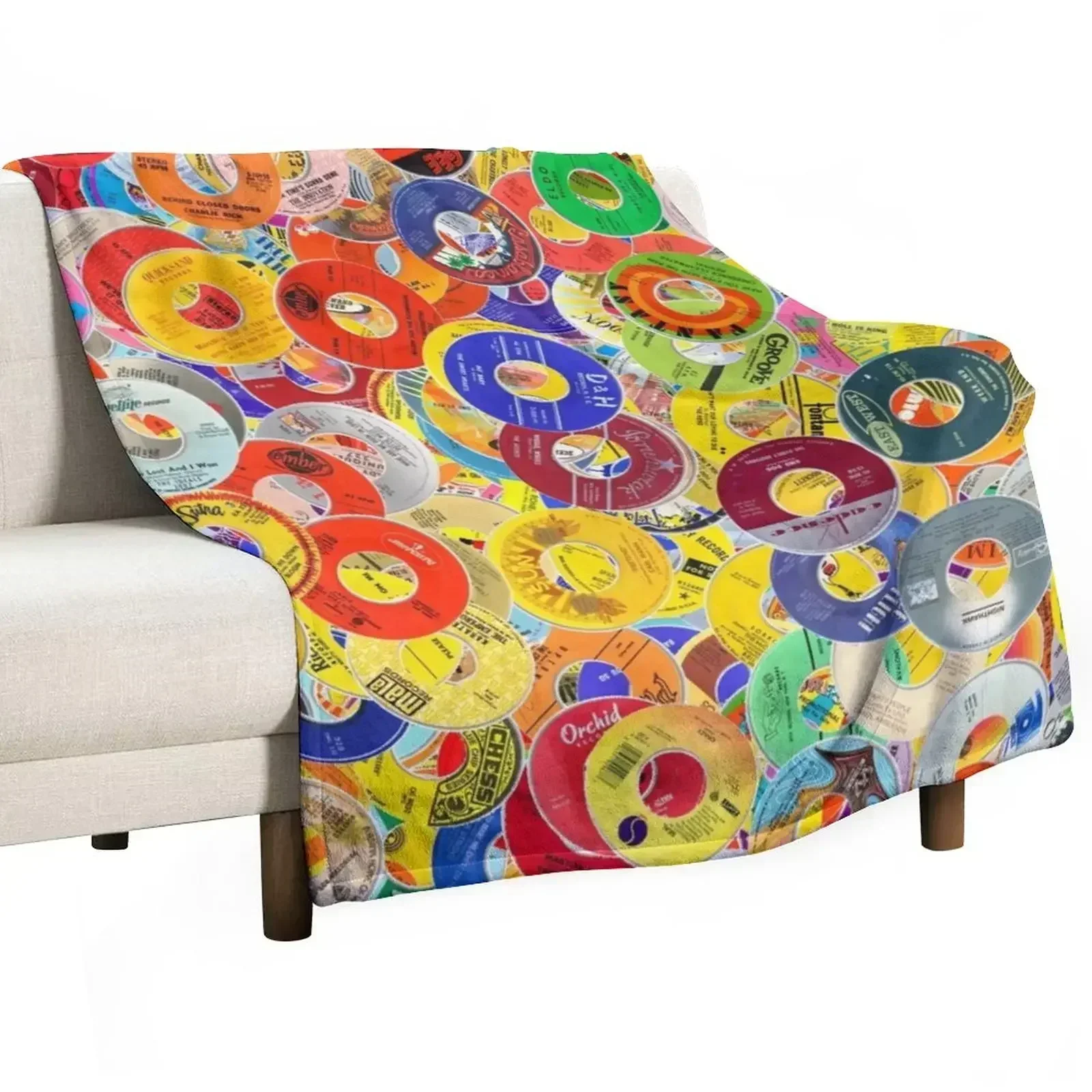 

Vinyl 45 Records Throw Blanket Easy Care Comfortable Blanket for Couch