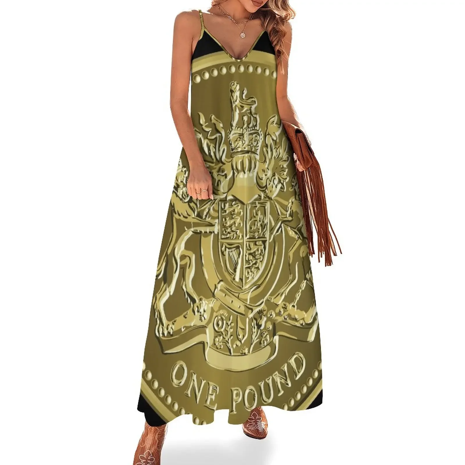 

British money gold coin one pound Sleeveless Dress dress summer dresses for women 2024 luxury designer party