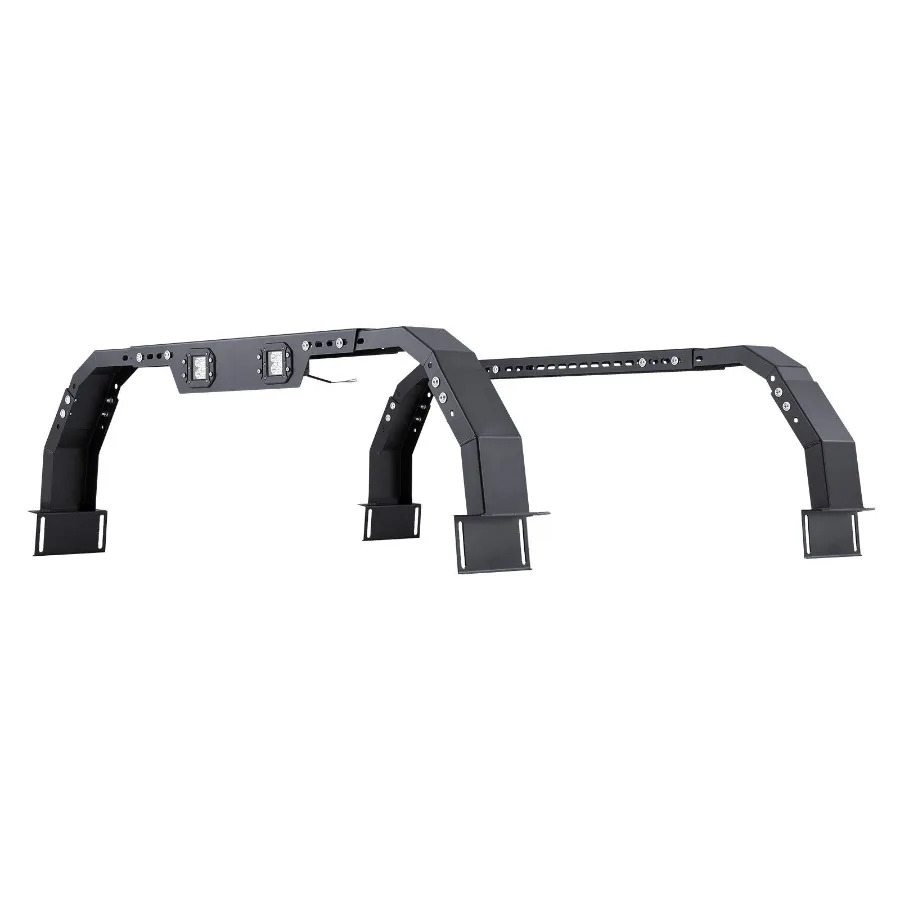 Overland Truck Bed Rack 14.4-17.3 in Height Adjustable Cargo Rack with Security LED Light for Ram 1500 Tundra Silverado 1500 F1