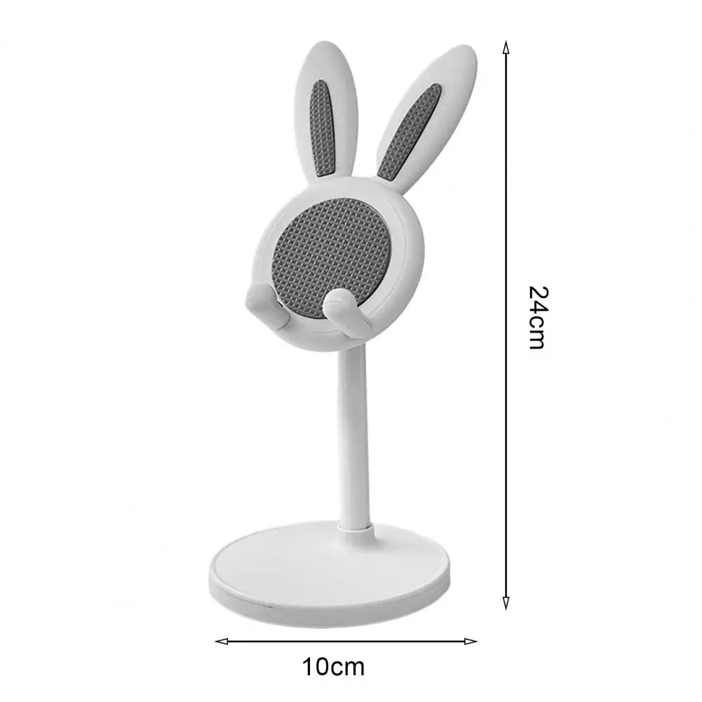 حامل هاتف لطيف بارتفاع قابل للتعديل، حامل هاتف لوحي كرتوني مع قاعدة ثابتة، تصميم أذن أرنب لسطح المكتب للهواتف