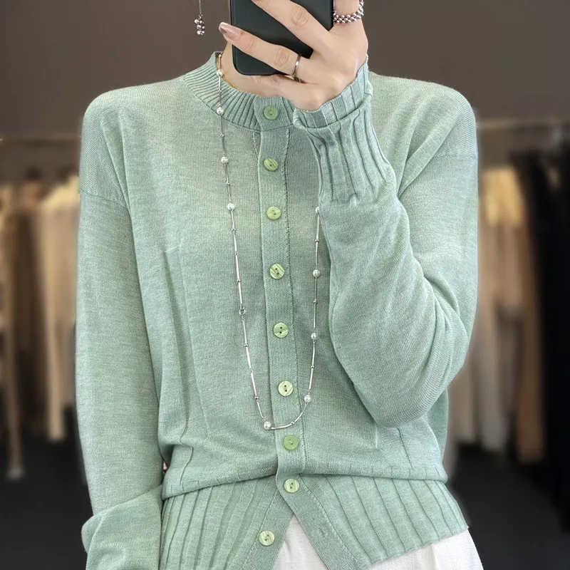 

2023 New Fashion cashmere cardigan sweater Spring Autumn Women Sweater cardigan Cashmere O-Neck Loose cardigan