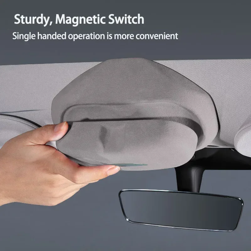 For Tesla New Model 3/Y/3+ Highland Glasses Case Sunglasses Holder Protective Storage Box Suede Eyeglass Box Car Accessories