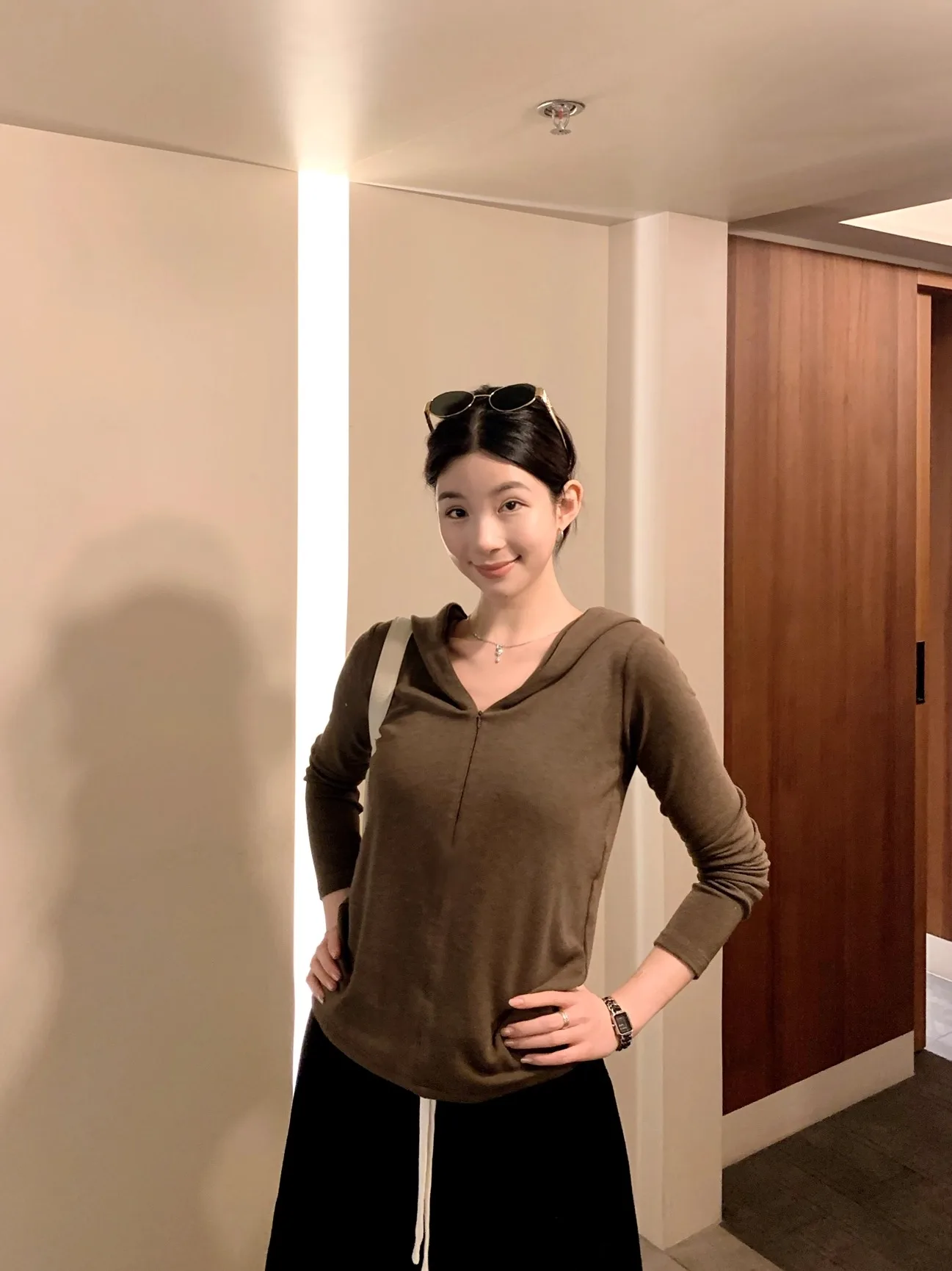 

Thiened Casual Hooded Fce Lined Base irt Slimming Long Sve Top By7 Autumn Winter New Sle Women's Faion