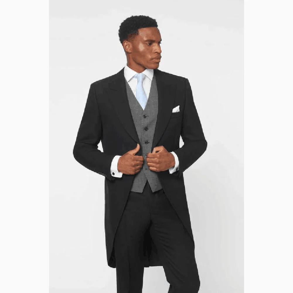 

Slim Single Breasted Men Suit Three Pieces(Jacket+Pants+Vest) Lapel Outfits Chic Casual Party Prom Wedding Set