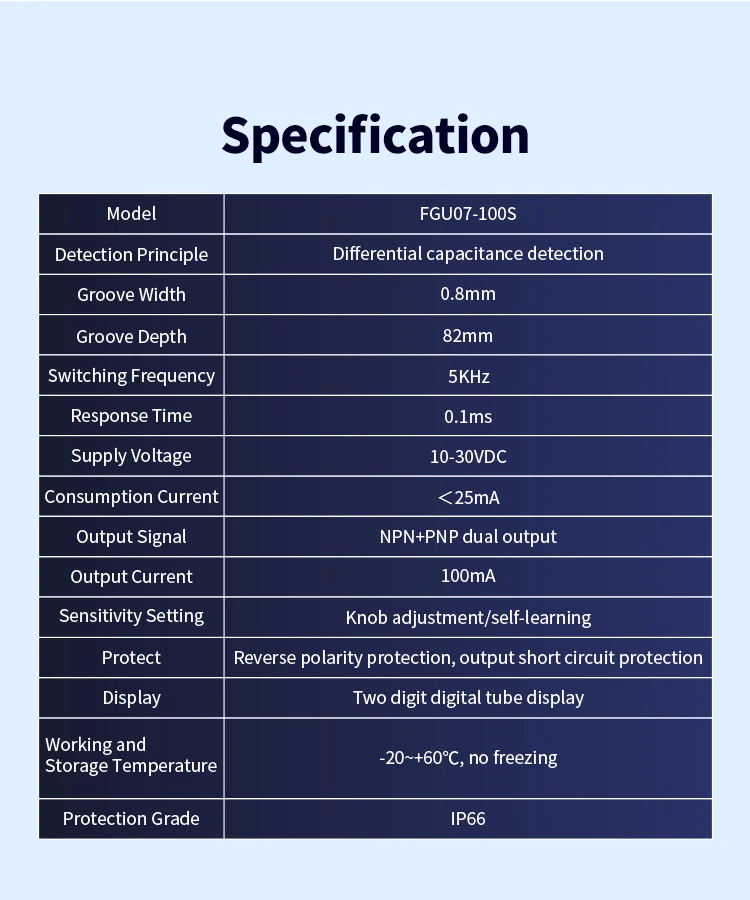 FUWEIFGU07-100S Digitaler Etikettensensor, Etikettiermaschine, Sensor, transparent, nicht transparent, Etikettenerkennung, fotoelektrischer Schalter – Detail 9