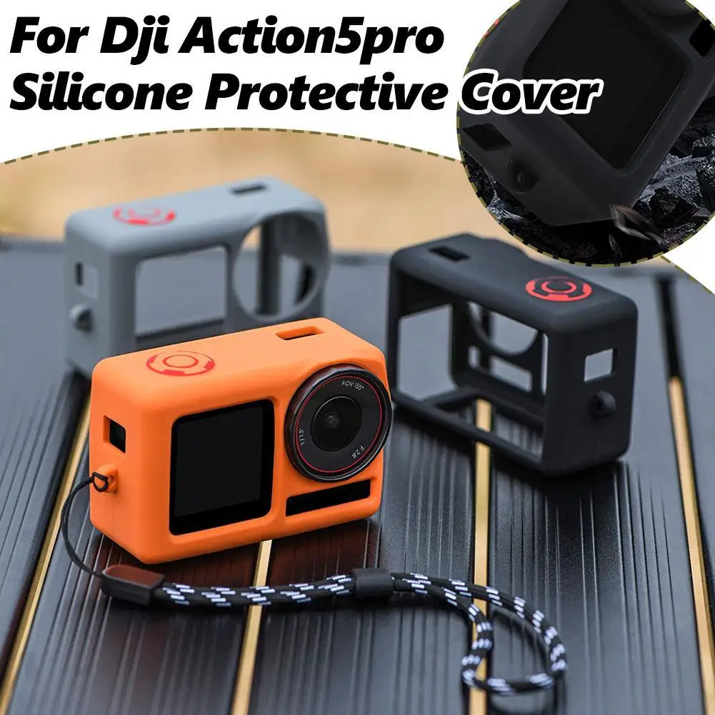 For Dji Action5pro Silicone Protective Case Anti-fall Anti-scratch Protective Shell For Dji Action5pro Sports Camera Accessories