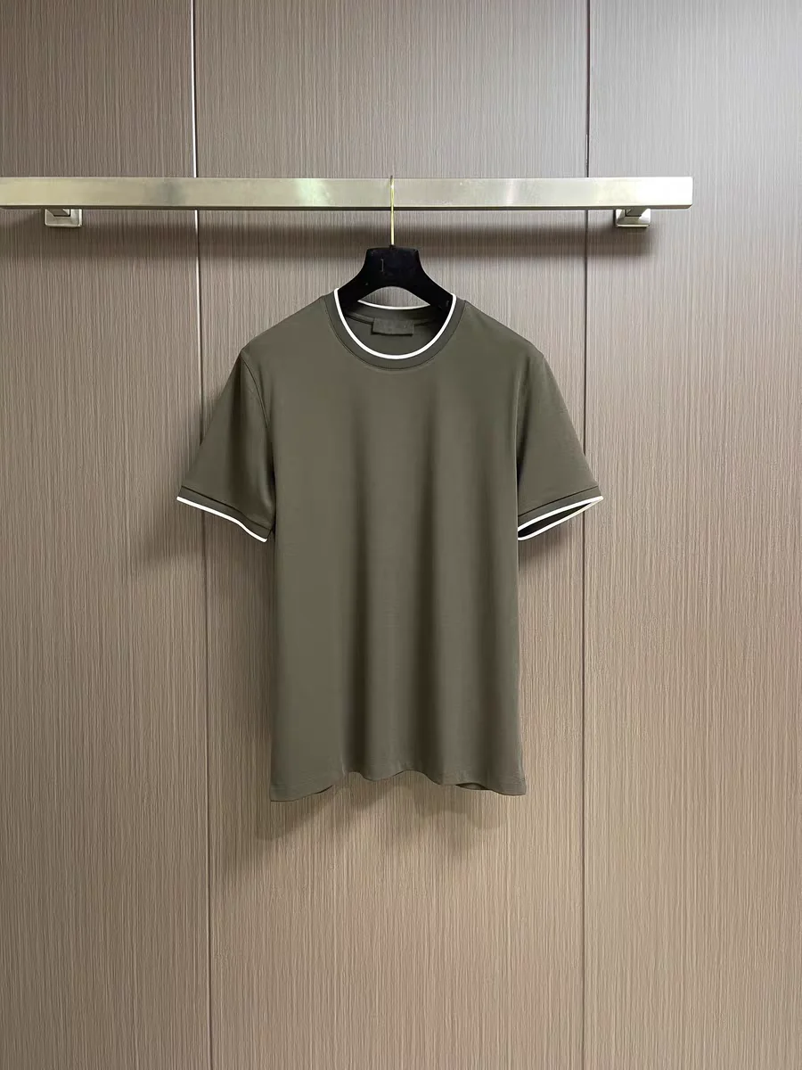 

Высококачественная мужская футболка с коротким рукавом в итальянском стиле, летняя, из шелка и модала, с круглым вырезом, имитация двухслойности, без логотипа, MHTO