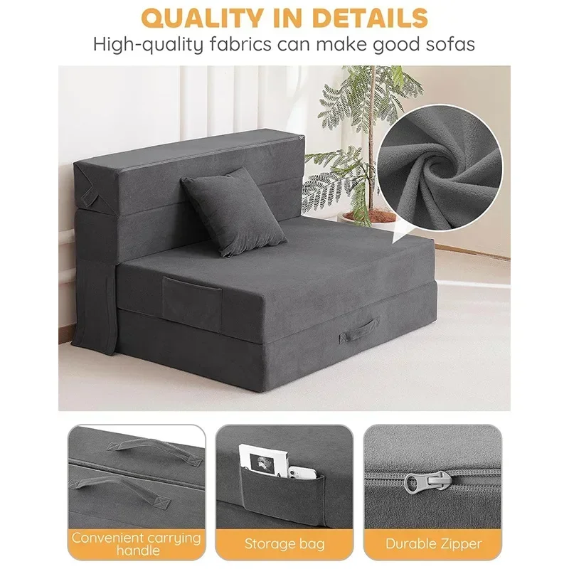 

Folding sofa bed recliner portable reading corner multifunctional mattress single high density sponge