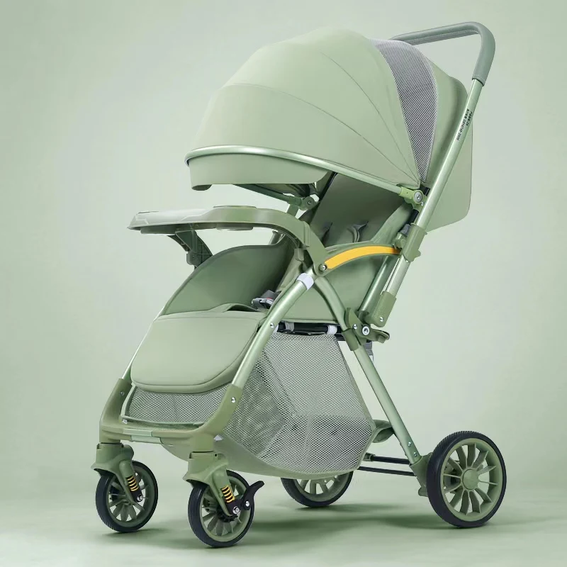 

Two-way high-view stroller can sit on a portable folding stroller with four-wheeled shock absorbers