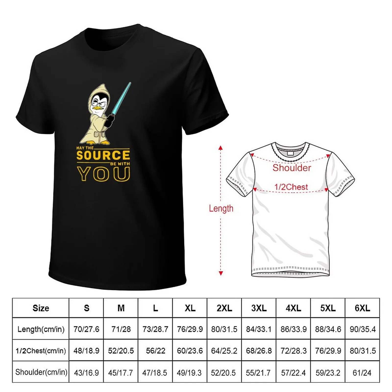 May The Source Be With You Linux Penguin for Linux Admin T-Shirt Large Size Loose Casual Tee