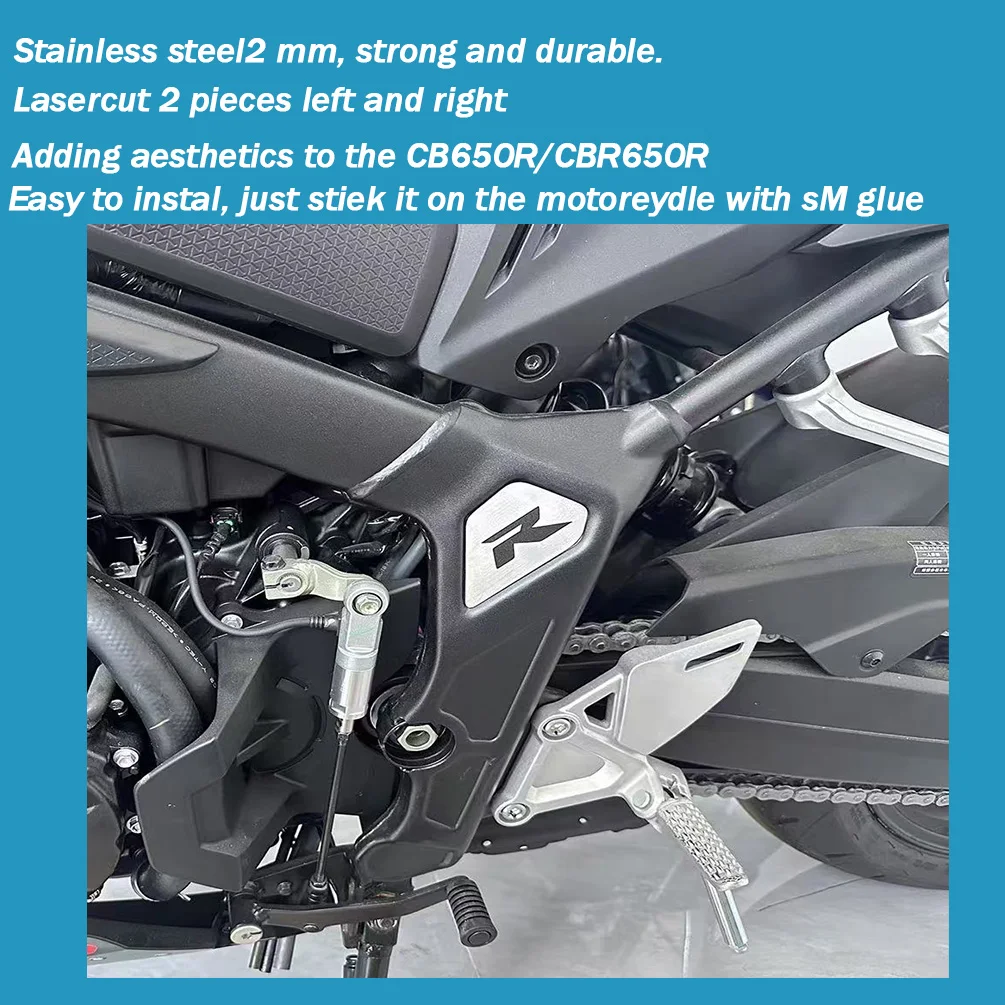 For CBR650R Frame Filler For Honda CB CBR 650R Frame Side Cover Trim Covers Stainless Steel Sticker CBR 650R Type R Emblem Parts