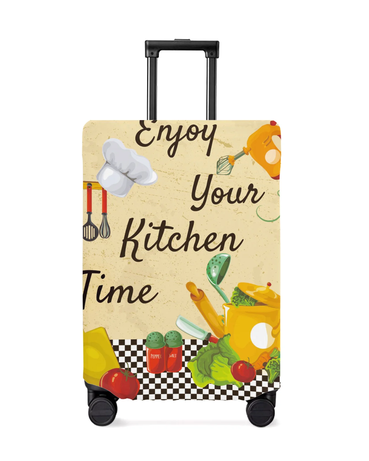 Kitchen Vegetables Chef Hat Plaid Travel Luggage Protective Cover Travel Accessories Suitcase Elastic Dust Case Protect Sleeve