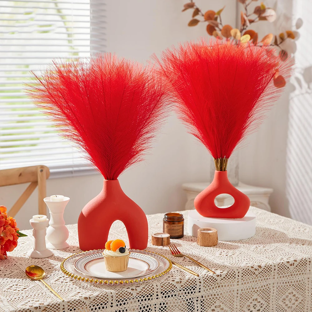 20PCS Artificial Faux Bulk Pampas Grass 55CM Boho Decor Flower Fake Plant Fluffy Reed Wedding Party Home Room Decoration Flowers view 6