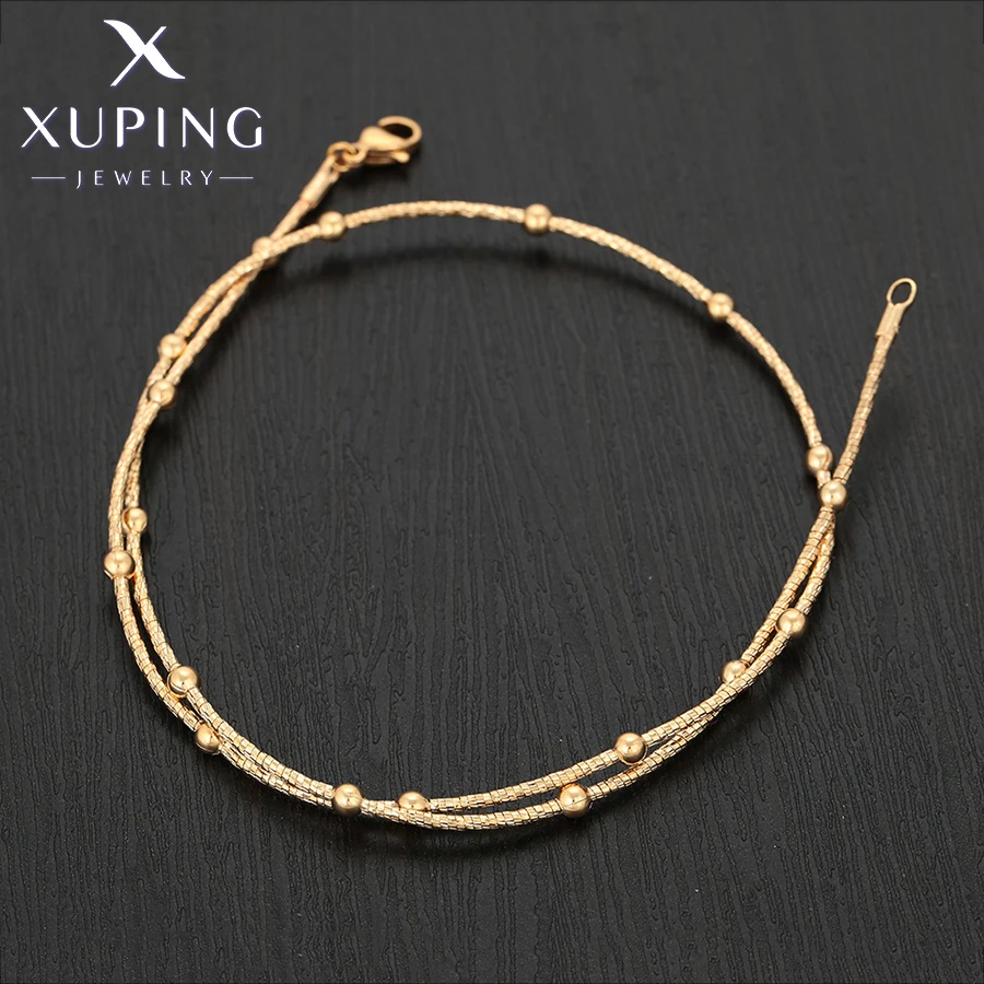 Xuping مجوهرات جديد وصول بسيط المختنق حبة سبائك النحاس 45 سنتيمتر الذهب اللون القلائد للنساء هدية رائعة X 001052074