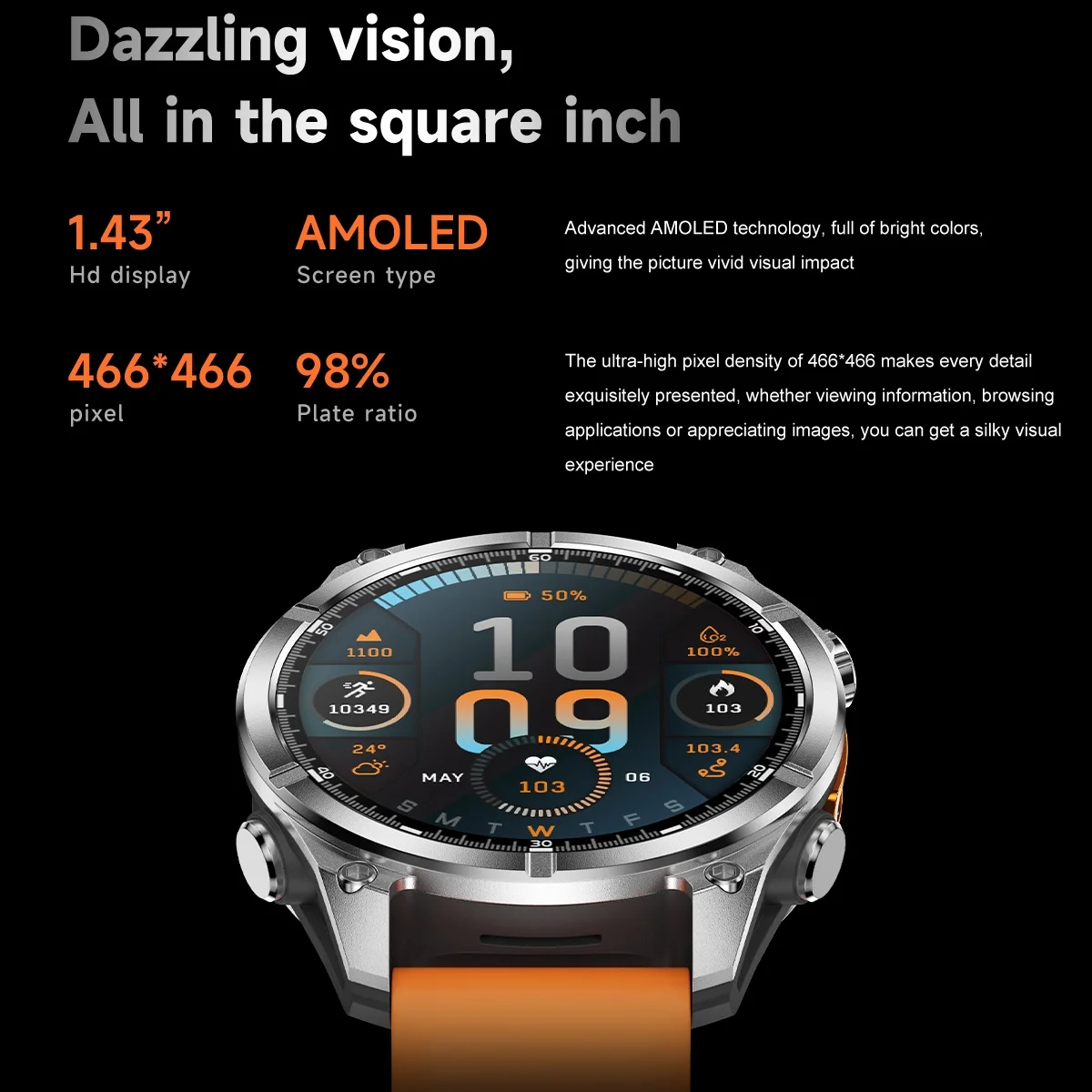 VWAR Sport Smart Watch with LED Flashlight Compass Barometer Men's Smartwatch 3ATM Waterproof Bluetooth Call for Xiaomi Huawei