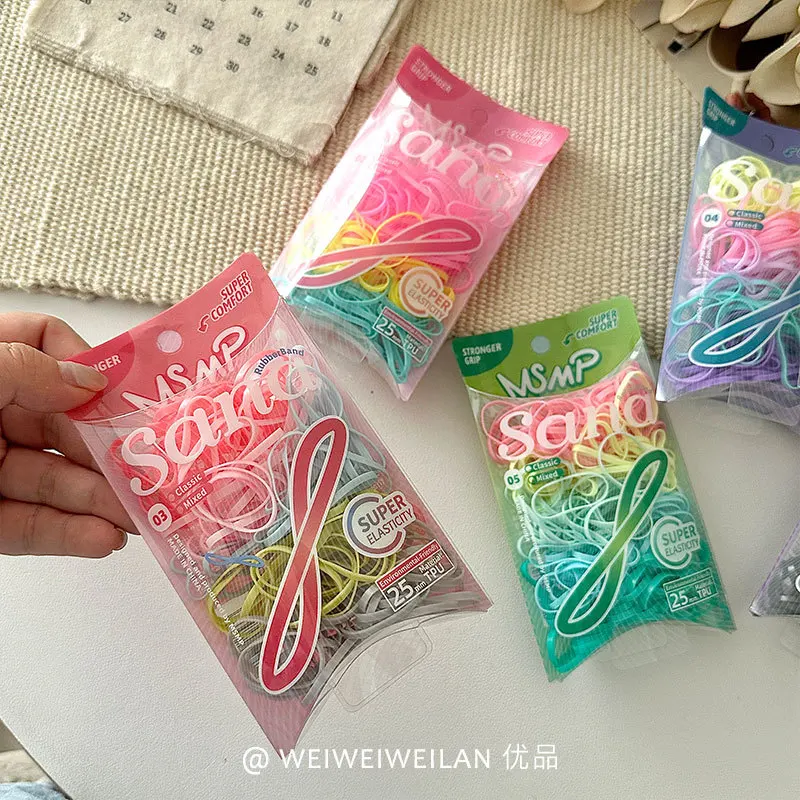 العصابات الشعر الملونة 150 قطعة بولي TPU مطاطا عدم الانزلاق الطفل العلاقات الشعر خالية من التشابك السائبة هدية مجموعة العصابات الشعر المرنة