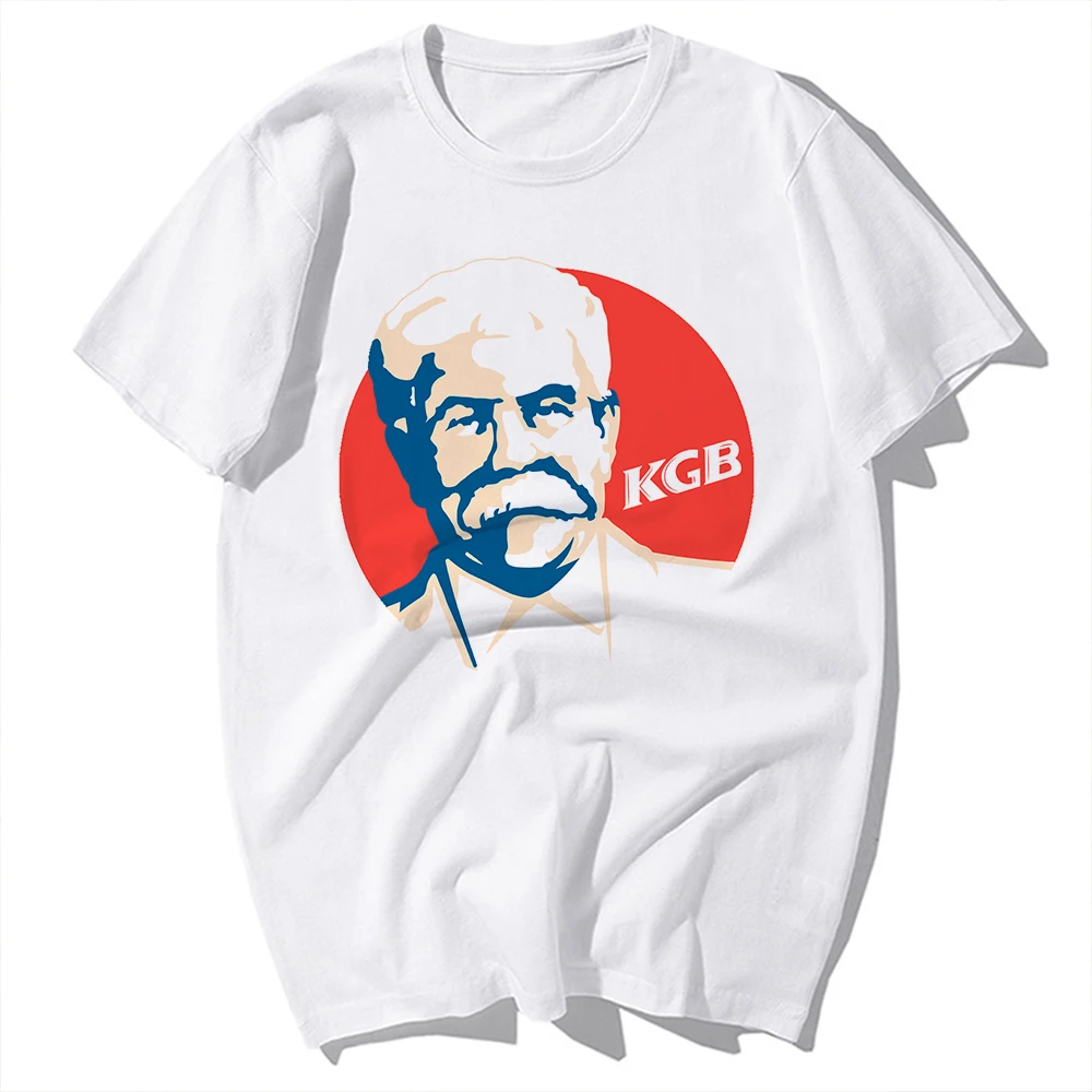 USSR Joseph Stalin KGB Kentucky Fast Food Cool Unisex Tshirt Men Women White Short Sleeve Casual Homme Funny CCCP T Shirt