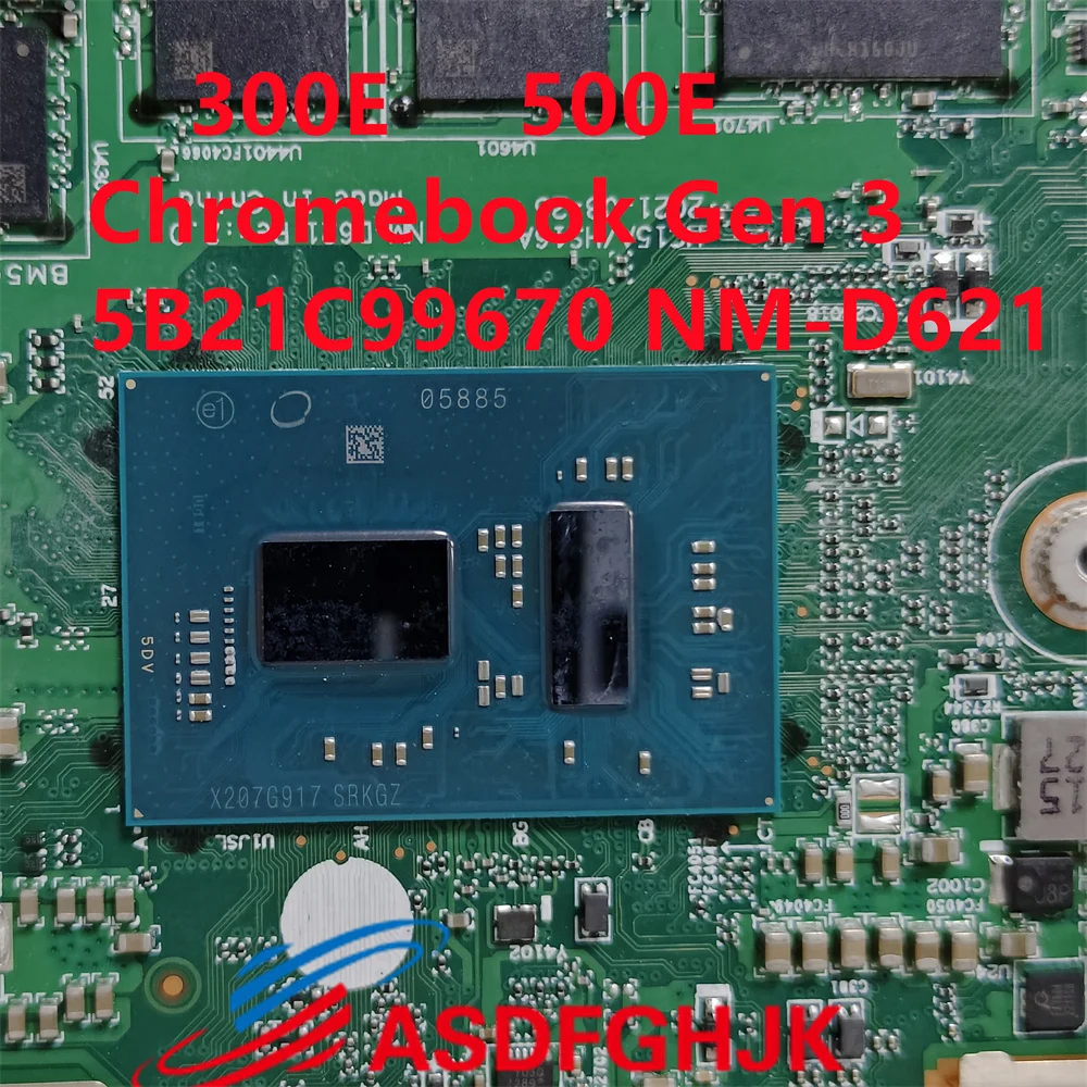 Placa-mãe para laptop Lenovo, o original 5B21C99670, 300e, 500e, Chromebook Gen 3, SRKGZ, N5100U, 8GB, 64GB, NM-D621