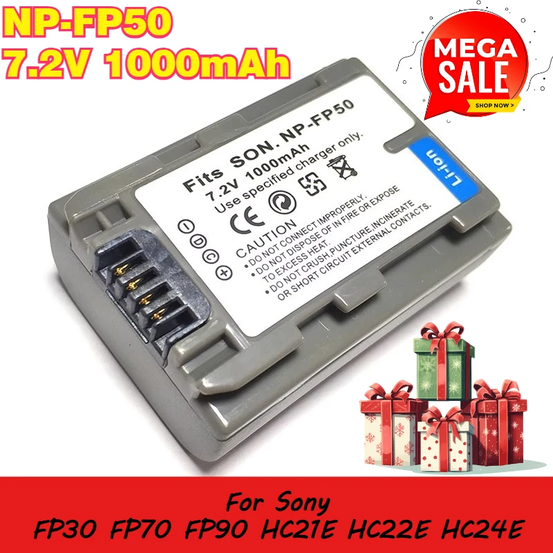 

Аккумулятор NP-FP50, 7,2 В, 1000 мАч, для Sony FP30 FP70 FP90 HC21E HC22E HC24E