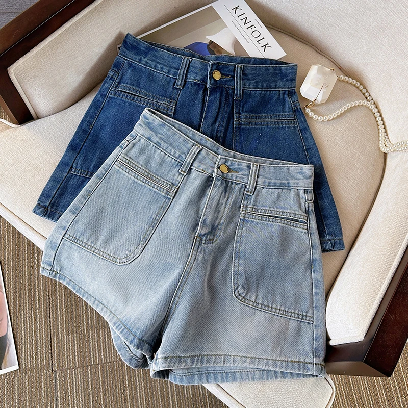 Women's Design Sense Denim Shorts Korean Retro High Waist Loose Jeans Shorts Temperament Slim Dance Hotpants 2024 New Summer