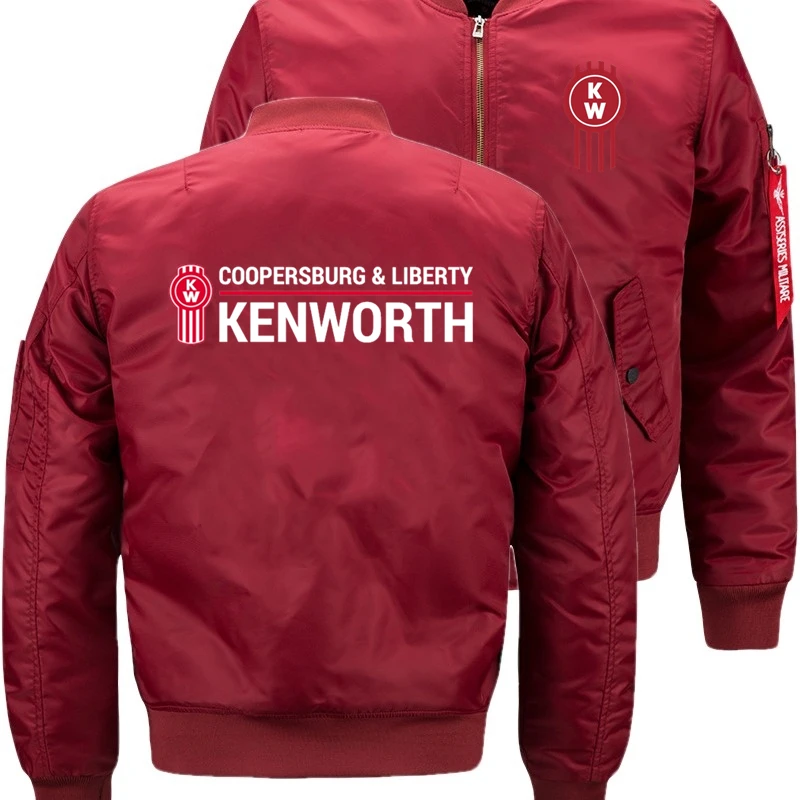 Selling New Kenworth Logo Print Custom Made Solid Color Cotton Warm Men Zipper Jacket Casual Flight Suit Jackets Man Sportswear