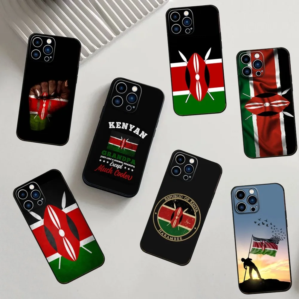 K-Kenya Flag Phone Case For iPhone 16,15,14,13,12,11,Pro,X,XS,Max,XR,Plus,Mini Soft Silicone Black Shockproof TPU