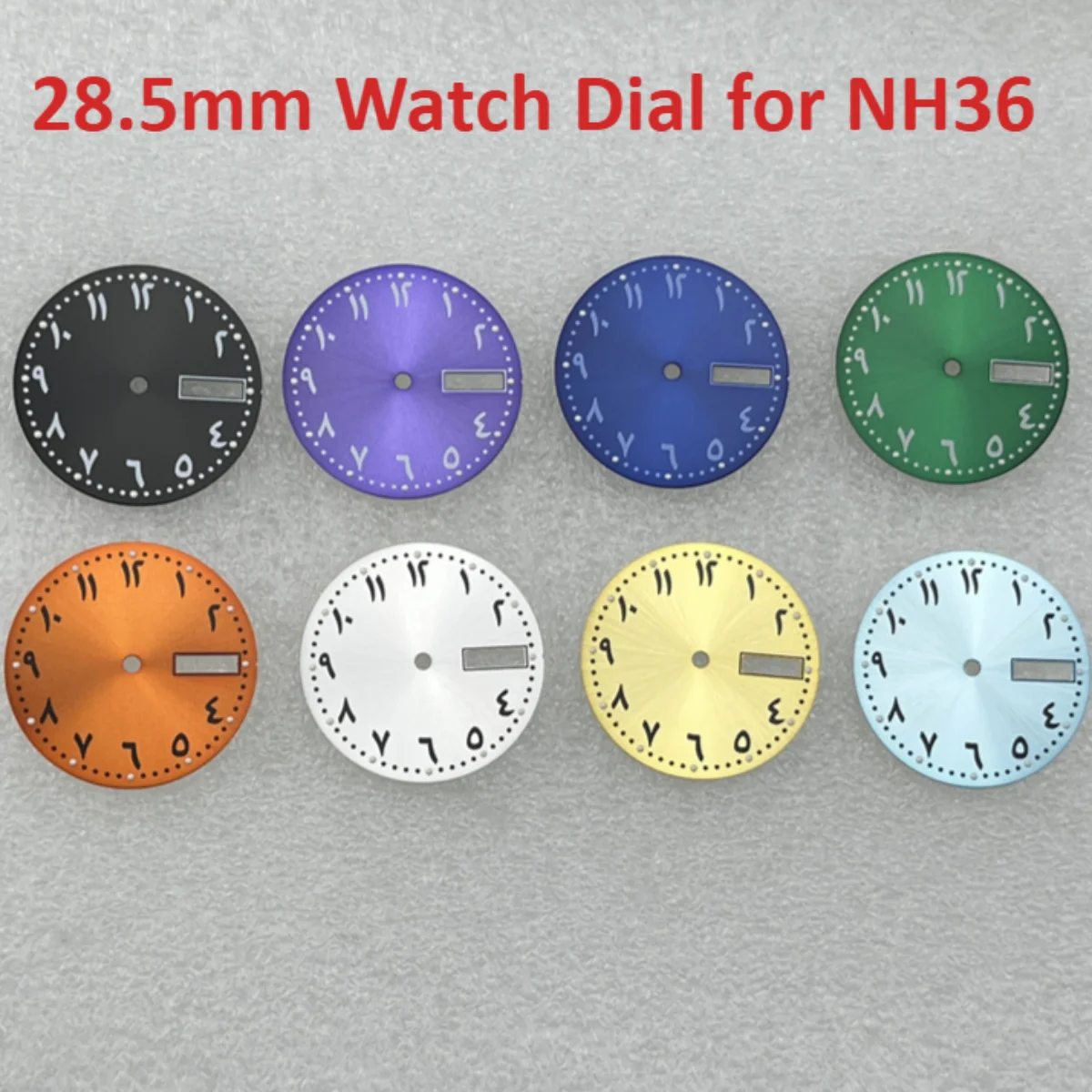 

NH36 28.5mm Watch Dial Double Date Watch Faces with Green Luminous Modification Parts for NH36/4R36/7S26 Movement