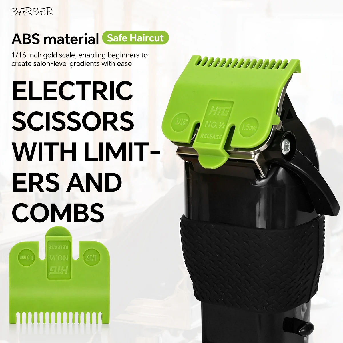 1,5mm Haarschneidemaschinen-Aufsatzkamm, Friseur-Ersatztrimmer-Schutzkamm aus ABS-Kunststoff, Professionelle Friseurwerkzeuge