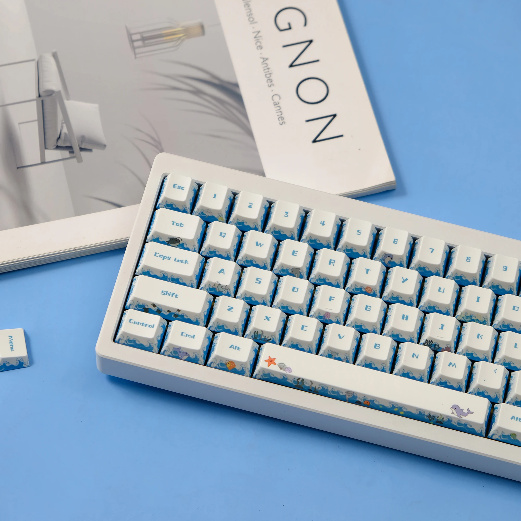 Thème de fête en haute mer, 143 touches par Sublimation, PBT, nouveauté, capuchons de touches personnalisés pour clavier mécanique MX 61/64/75/87/98/104/108