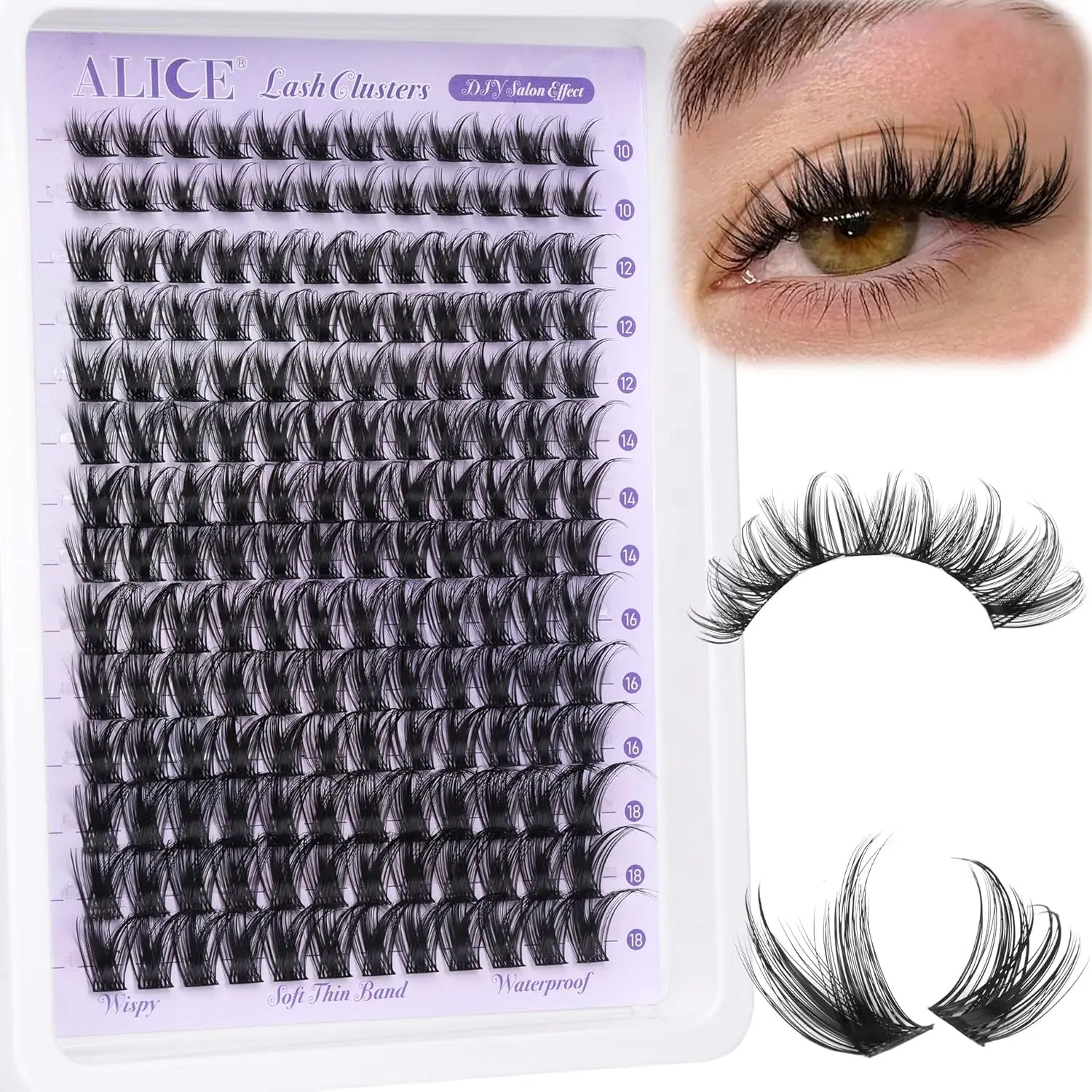 

Wispy Eyelash Clusters 10-18mm 168pcs DIY Natural Volume Lashes with Soft Thin Band for Beginner