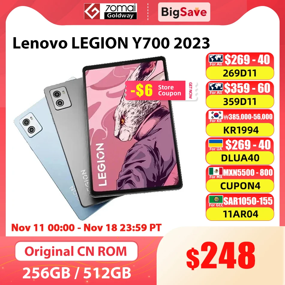 Original Lenovo LEGION Y700 2023 Snapdragon 8+ Octa Core 256 GB / 512 GB 144 Hz Bildwiederholfrequenz ZUI15 WIFI Gaming Tablet PC Lenovo Tab