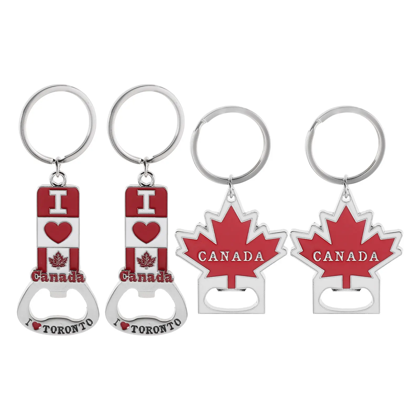 4Pcs Canada Flag Bottle Opener Keychain Metal Keyring Souvenir Portable Travel Party Favor Gift Canada Flag Keychain Canadian