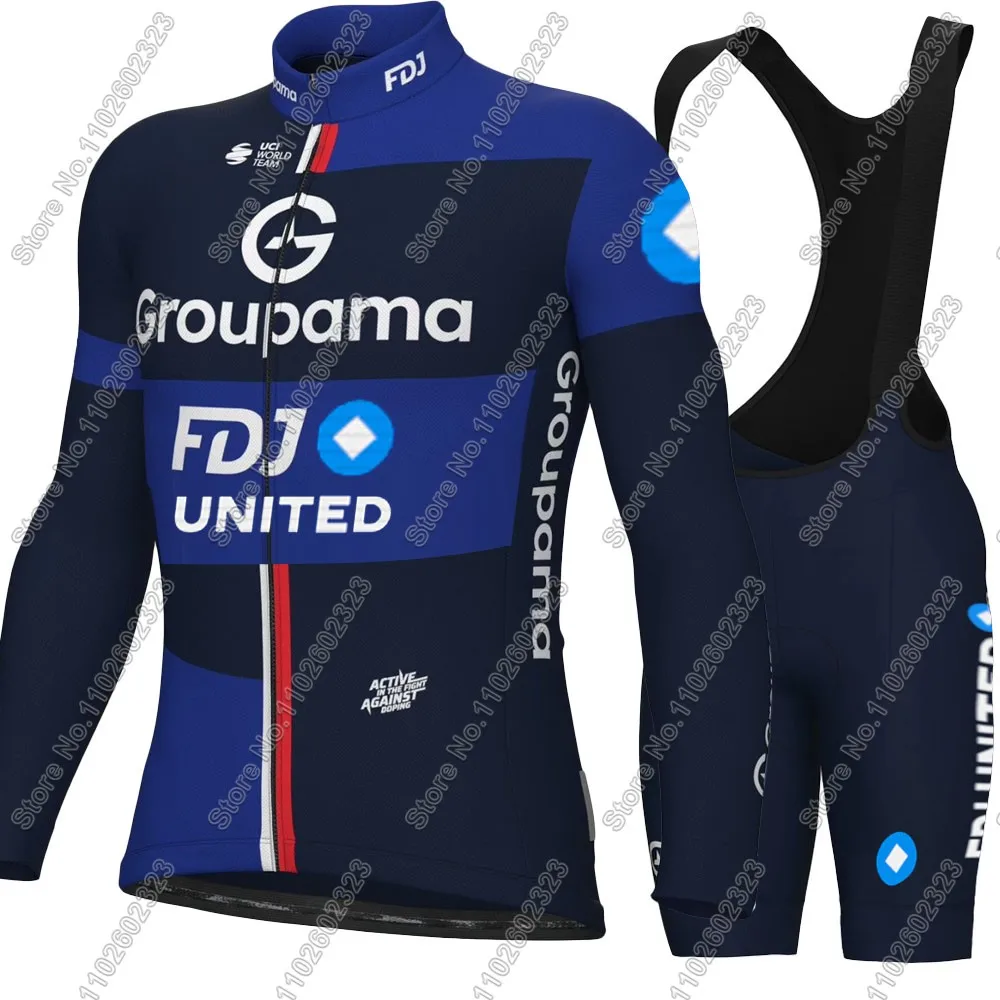 

FDJ 2025 Team Cycling Jersey Set France Tour Long short Sleeve Blue Cycling Clothing Road Race Bike Jacket Suit MTB Ropa Maillot