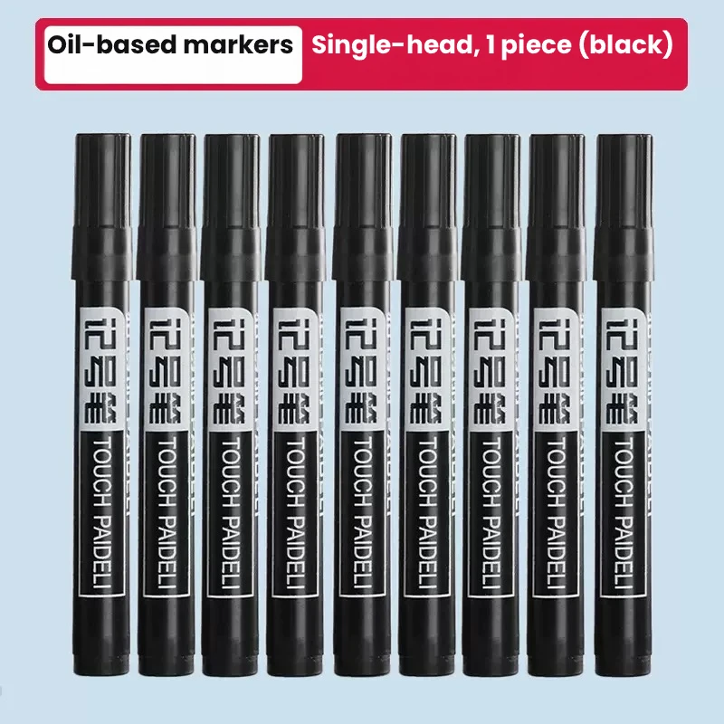 10 Oil-Based Marker Pens Black Line Marking Pens Waterproof and Non Fading Express Delivery Large Headed Pens Non Erasable
