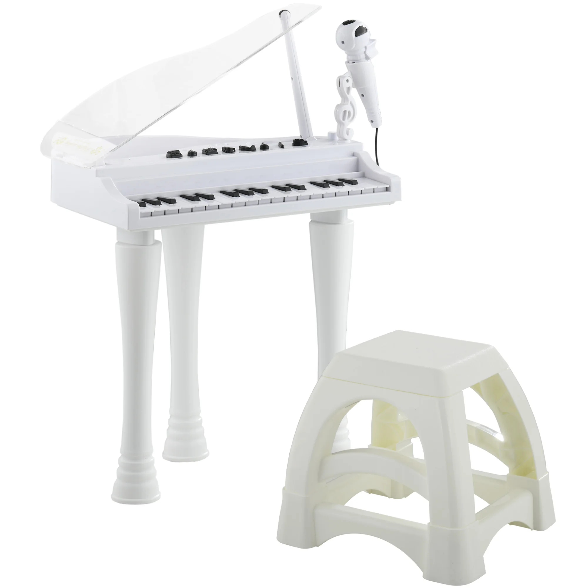 AIYAPLAY Kinder-Elektronikpiano mit Hocker 37x30,5x60,4 cm Weiß