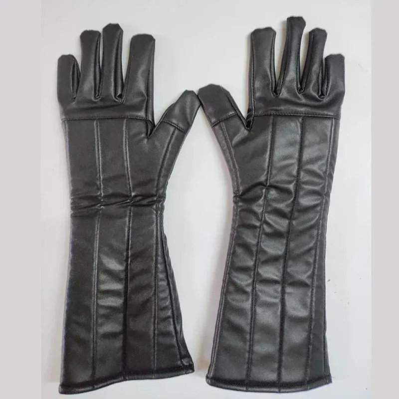 

Halloween Cosplay Accessories Party Glove Faux Leather Handwear Role Playing Black Gauntlet M13