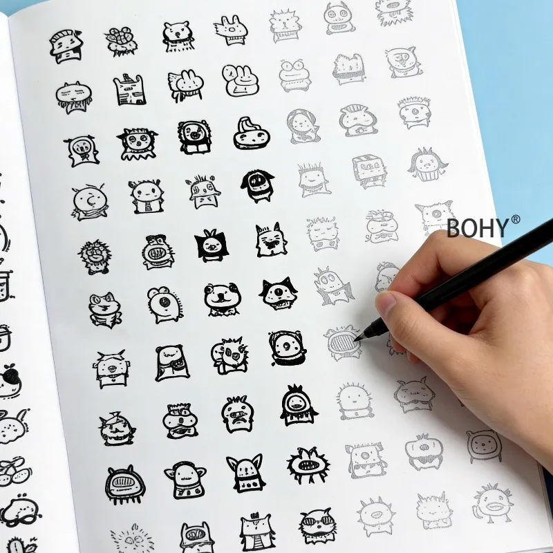 1 Drawing Coloring Picture Book, Including Theme Black and White Line Drafts for Desserts, Pets, Funny Little Monsters, 40 Pages