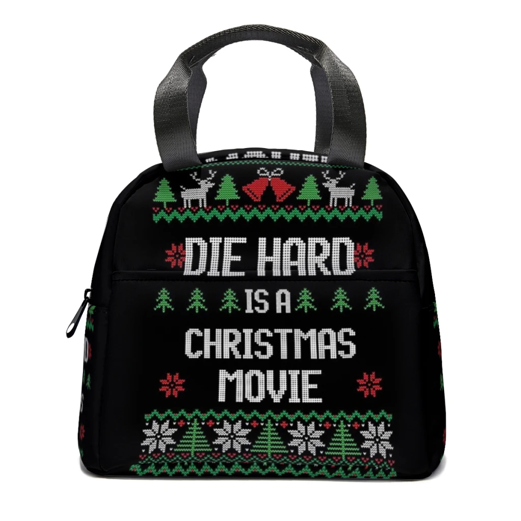 

Die Hard is a Christmas Movie Lunch Box Women Multifunction Cooler Thermal Food Insulated Lunch Bag Kids Portable Picnic Tote