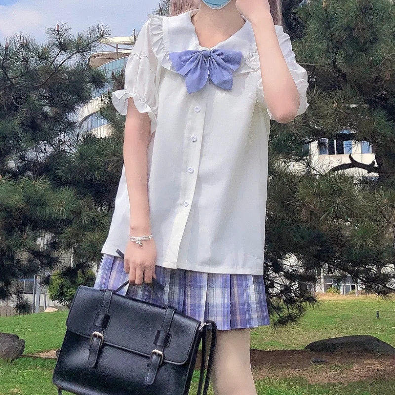 Chemise Japonaise Douce Fille, Kawaii, Col Beurre, Chemise à Manches sulf, Uniforme d\'Étudiante Jk, Chemise Blanche Lolita, Nouvelle Collection