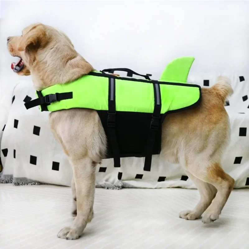 Rescue Canine Schwimmweste – Haifischflossen-Design mit Griff oben für Notfälle, Sommer-Spritzschutz-Hunde-Badebekleidung, Urne für menschliche Feuerbestattung