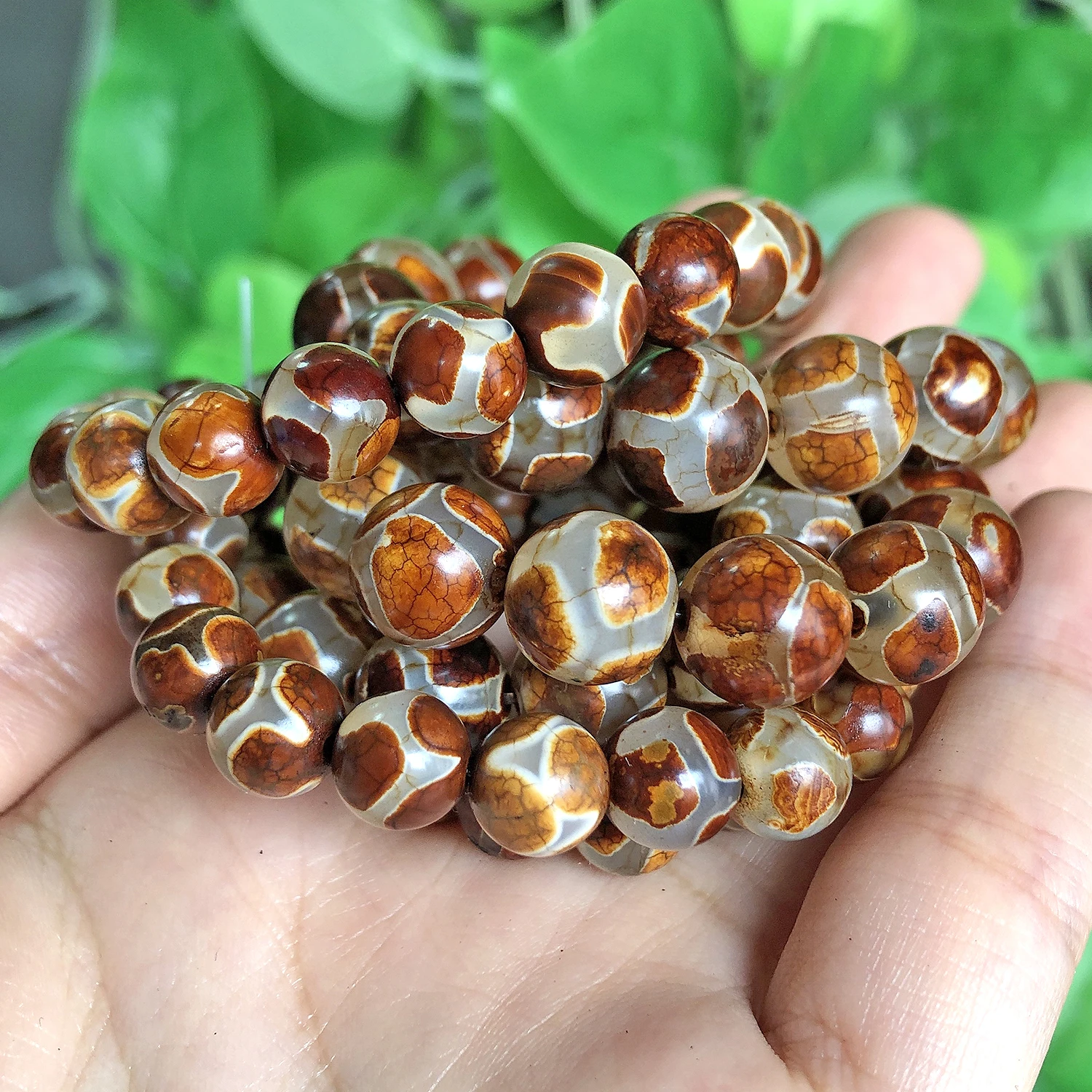 Natural Stones Tibetan Dzi Agate Beads Prayer Mystical Ancient Round Onyx Bead for Jewelry Making DIY Vintage Bracelet Accessory