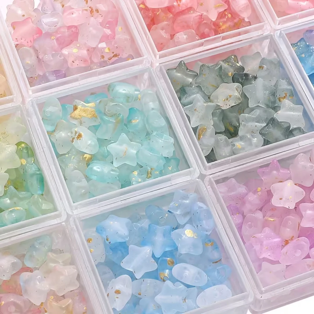 Perles acryliques mates de 10 mm, couleur transparente, dégradé bicolore, pentagramme, pour bijoux DIY, décoration, bijoux, cadeaux de fêtes, par