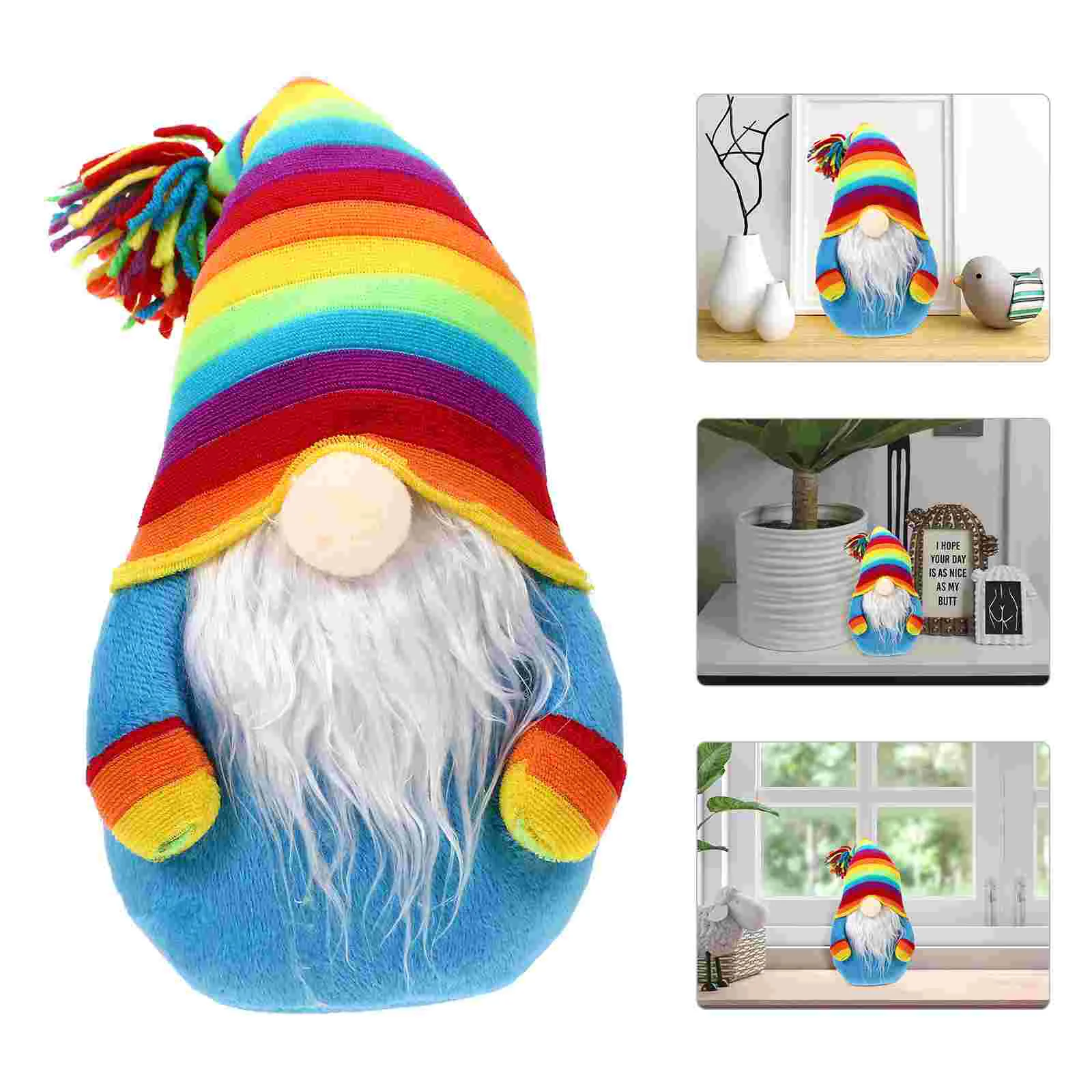 

Birthday Gnome Colorful Faceless Stuffed Toy Adornment Desktop Plush Blue Cloth