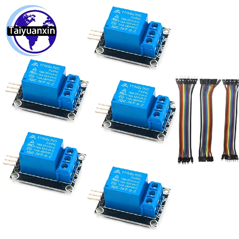 1PCS~5PCS KY-019 DC5V 1channel Relay Module for Arduino Raspberry Pi PIC + 3PCS 10CM 10Pin Dupont Line for Arduino Relay