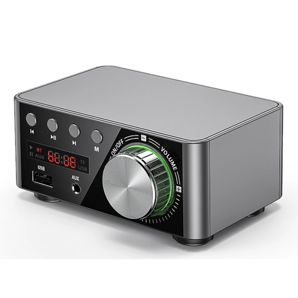 

M16K50W + 50 Вт 100 Вт Bluetooth 5,0 Усилитель Цифровой аудио Усилитель мощности класса D USB AUX TF Домашний кинотеатр HiFi Стерео Серебристый Серый