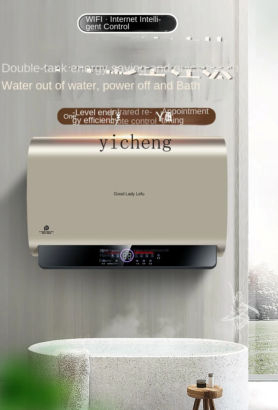 Aquecedor de Água Elétrico cc25 para Banheiro Residencial, Novo, Ultrafino, com Eficiência Energética de Primeira Classe e Aquecimento Rápido
